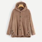 Shein Button Up Hooded Teddy Coat