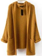 Shein Pockets Chunky Knit Khaki Coat