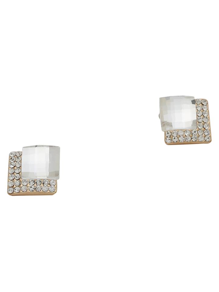 Shein White Rhinestone Square Earrings