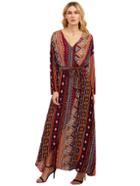 Shein Aztec Print Tie Waist Split Maxi Dress