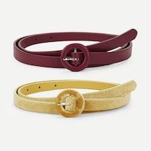 Shein Round Buckle Velvet Belt 2pcs