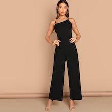 Shein Asymmetric Shoulder Wide Leg Jumpsuit