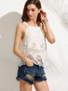 Shein White Tie Back Hollow Backless Cami Top