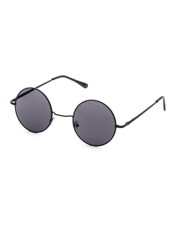Shein Black Frame Round Lens Minimalist Sunglass