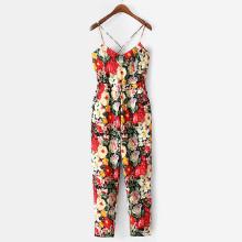 Shein Criss Cross Back Florals Jumpsuit