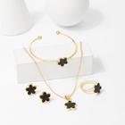 Shein Flower Necklace & Earrings & Bracelet & Ring Set