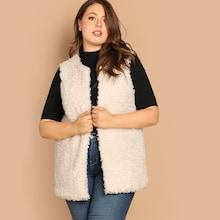 Shein Plus Open Front Teddy Vest