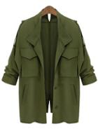 Shein Army Green Epaulet Pockets Loose Coat