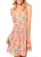 Rosewe Colorful Open Back Strap Design Flower Print Mini Dress