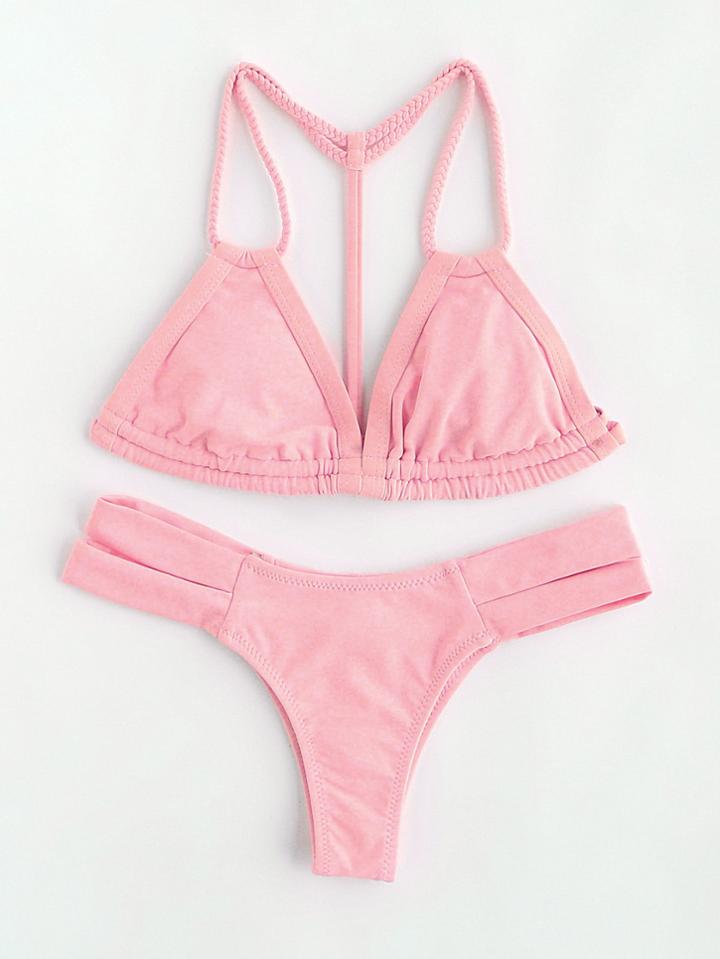 Shein Braided Strap Caged Back Bikini Set