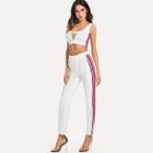Shein Lace Up Striped Tank Top & Pants Co-ord