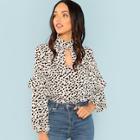 Shein Ruffle Trim Leopard Shirt