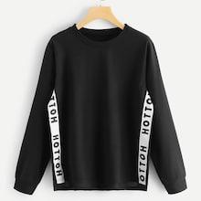 Shein Letter Print Taped Sweatshirt
