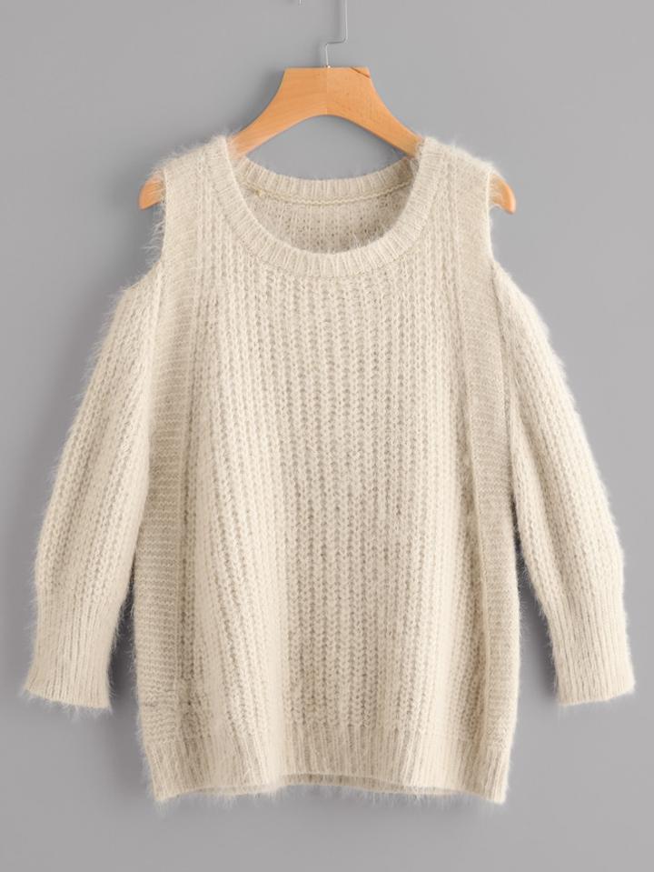 Shein Open Shoulder Fuzzy Jumper