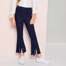 Shein Toddler Girls Bow Detail Flare Jeans