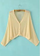 Rosewe Chic Button Closure Long Sleeve Beige Cardigans For Woman