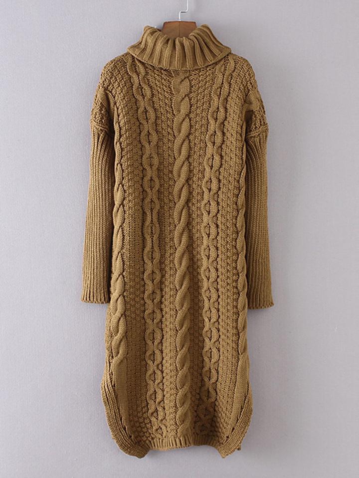 Shein Cable-knit Turtleneck Sweater Dress