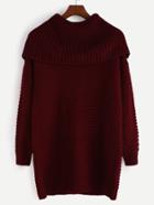 Shein Burgundy Mixed Knit Bardot Neck Sweater