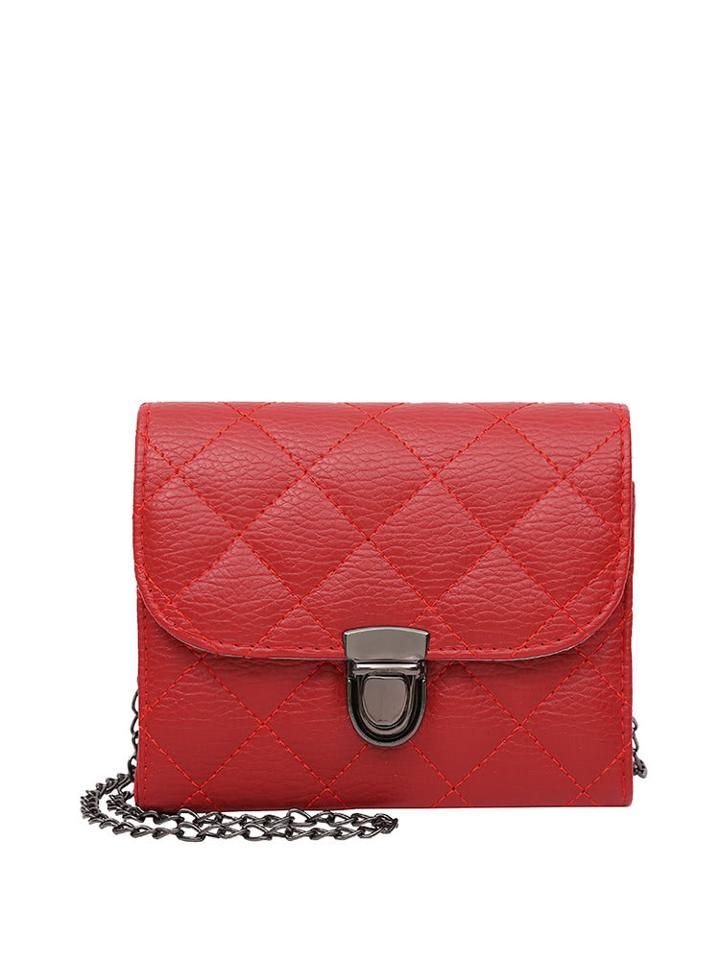 Shein Push Lock Quilted Pu Crossbody Chain Bag