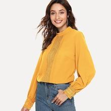 Shein Mock Neck Lace Trim Top