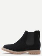Shein Black Nubuck Leather Round Toe Chelsea Boots
