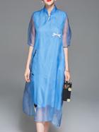 Shein Collar Dragonfly Embroidered Vintage Dress