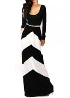 Rosewe Comfy Round Neck Long Sleeve Maxi Dress For Woman