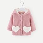 Shein Toddler Girls Heart Pattern Teddy Hooded Coat