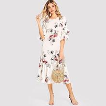 Shein Ruffle Sleeve And Hem Floral Dress