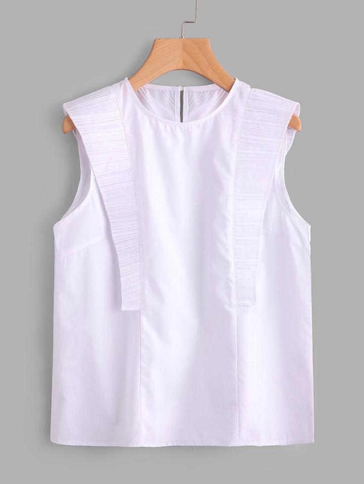Shein Pleated Frill Trim Shell Top