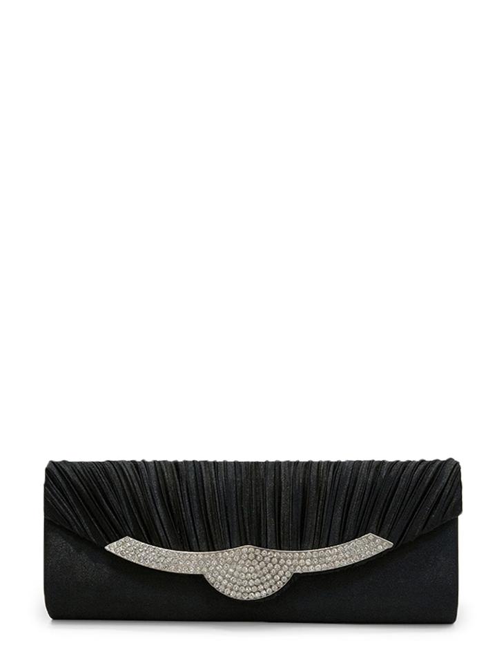 Shein Rhinestone Flap Pleated Clutch Bag