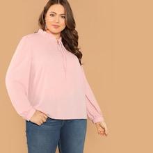 Shein Plus Frilled Tie Neck Blouse