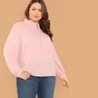 Shein Plus Frilled Tie Neck Blouse