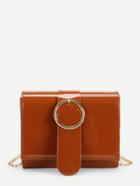 Shein Buckle Decor Patent Leather Shoulder Bag