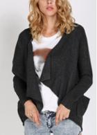 Rosewe Laconic Pocket Design Dark Grey Knitting Wool Cardigans