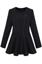 Shein Oblique Zip Wild Black Coat