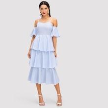 Shein Sweetheart Neckline Layered Ruffle Hem Dress