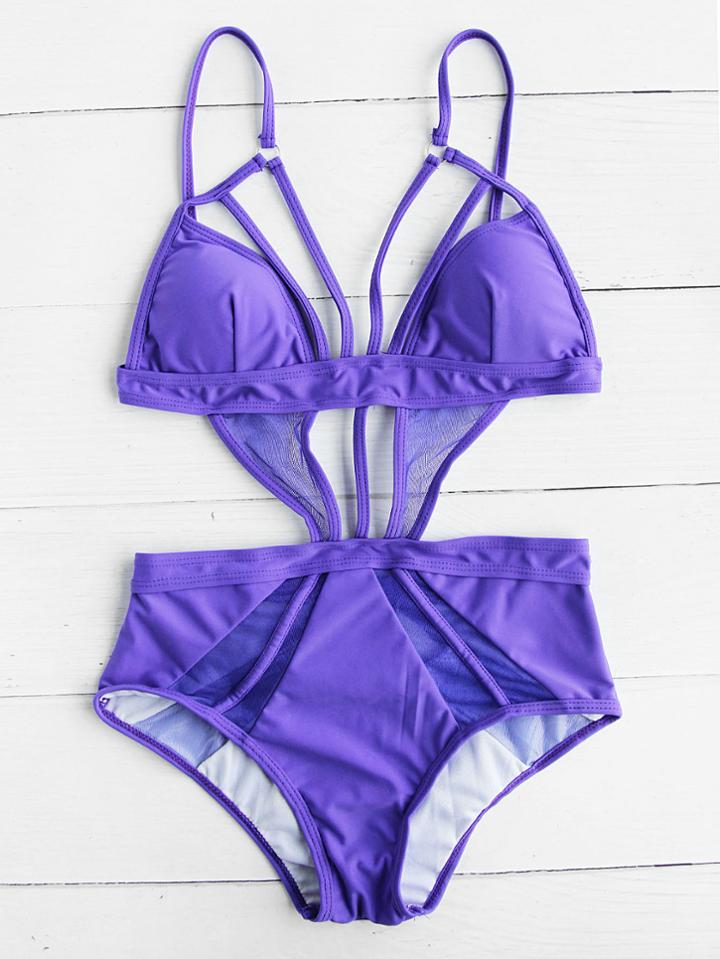 Shein Mesh Detail Strappy Monokini