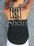 Shein Black Spaghettic Strap Cutout Back Cami Top