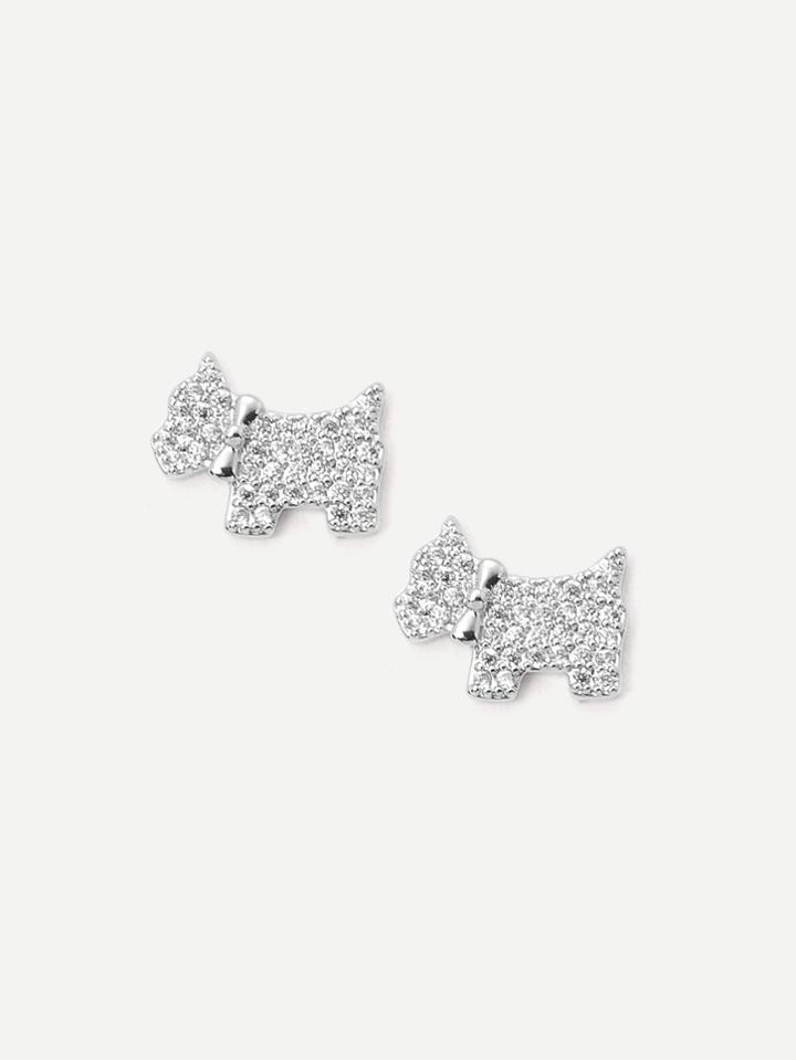 Shein Dog Design Rhinestone Earrings