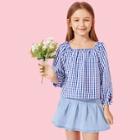 Shein Girls Button Up Gingham Print Shirt