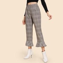 Shein Plaid Ruffle Hem Pants