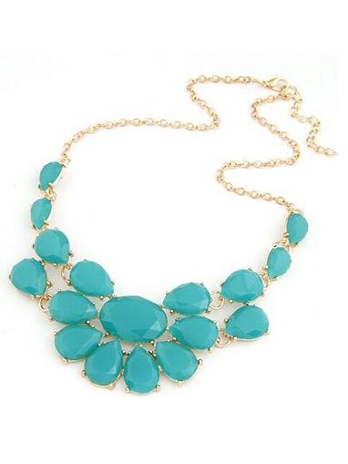 Shein Green Drop Gemstone Necklace