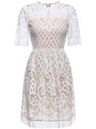 Shein White Hollow Lace A-line Dress