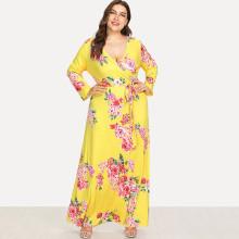 Shein Plus Floral Print Fit & Flare Maxi Dress