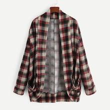 Shein Plus Plaid Drop Shoulder Coat