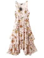 Shein Multicolor Sleeveless V Neck Printed Tiered Dress