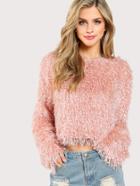 Shein Glitter Faux Fur Crop Top