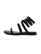 Shein Rhinestone Studded Black Thin Strap Sandals