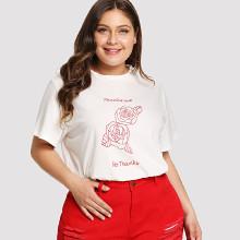Shein Plus Rose Print Tee
